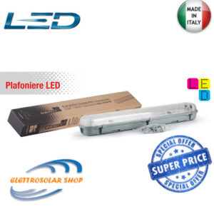 Plafoniera Stagna 2x150w Con Neon LED Luce 4500k